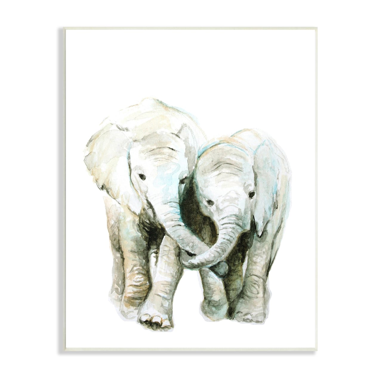 Stupell Industries Baby Elephant Pair Watercolor Portrait Children's Wild Animals Wall Plaque